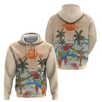 Personalized Christmas In July - Hawaii Retro Zip Hoodie Lost In Parrot-dise