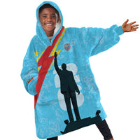 DR Congo WC2026 Custom Kid Wearable Blanket Hoodie Lumumba Eva Inspired