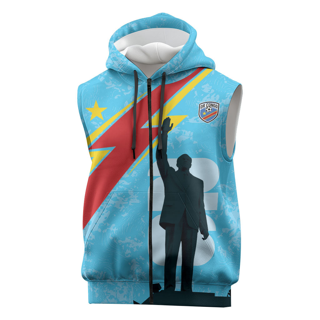 DR Congo WC2026 Custom Sleeveless Zip Hoodie Lumumba Eva Inspired