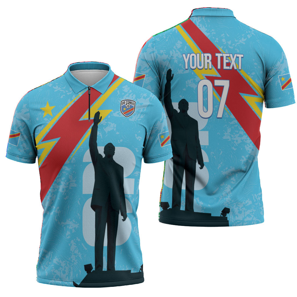 DR Congo WC2026 Custom Zipper Polo Shirt Lumumba Eva Inspired
