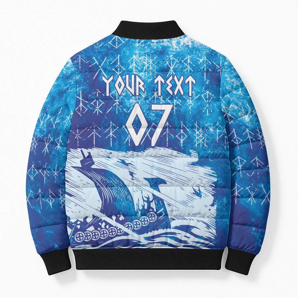Norges Football WC2026 Custom Viking Rowing Bomber Puffer Jacket Raging Waves