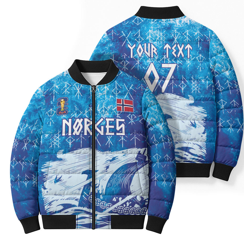 Norges Football WC2026 Custom Viking Rowing Bomber Puffer Jacket Raging Waves