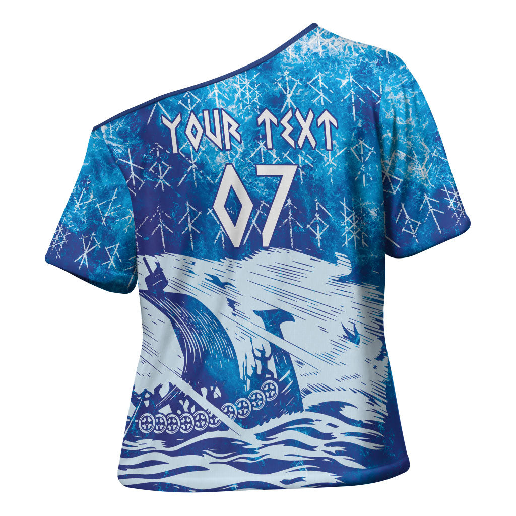 Norges Football WC2026 Custom Viking Rowing Cross Shoulder Shirt Raging Waves