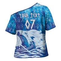 Norges Football WC2026 Custom Viking Rowing Cross Shoulder Shirt Raging Waves
