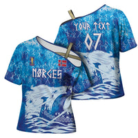 Norges Football WC2026 Custom Viking Rowing Cross Shoulder Shirt Raging Waves