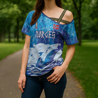 Norges Football WC2026 Custom Viking Rowing Cross Shoulder Shirt Raging Waves