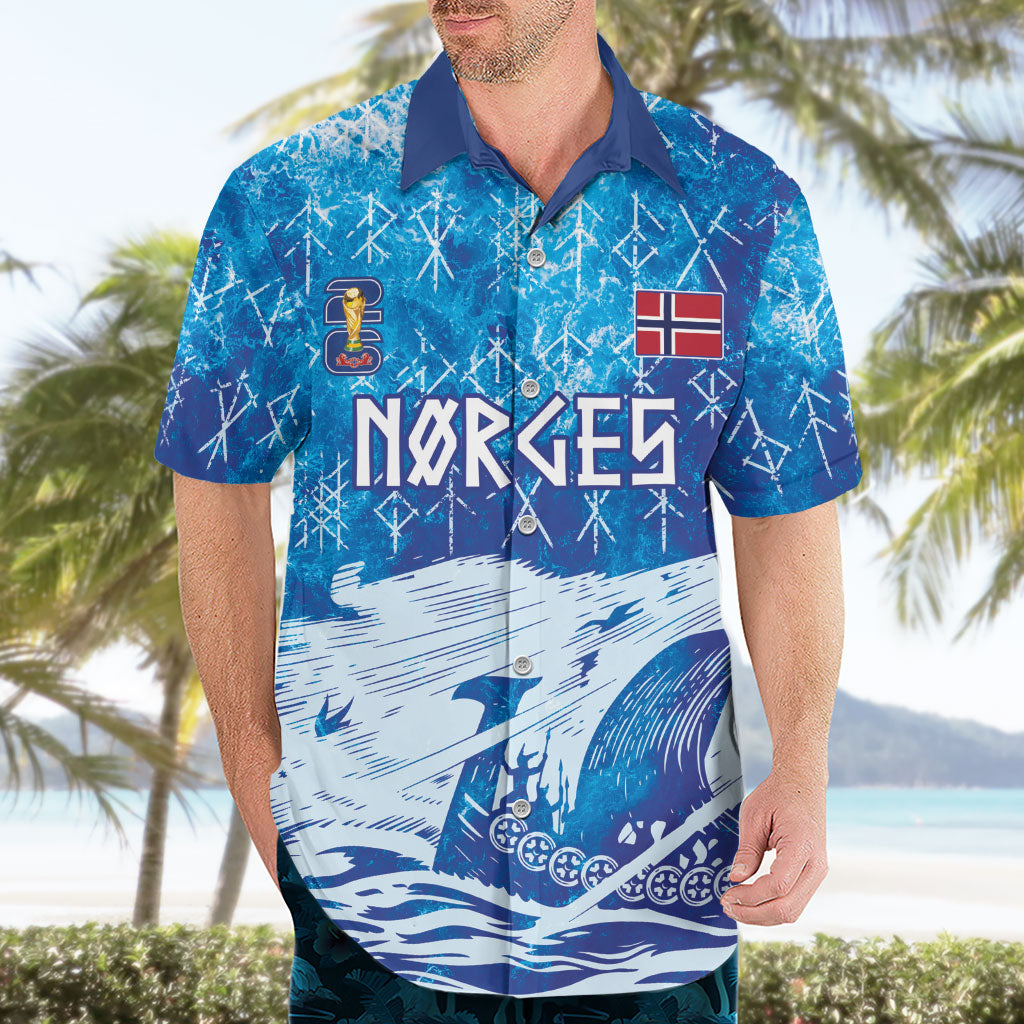 Norges Football WC2026 Custom Viking Rowing Hawaiian Shirt Raging Waves