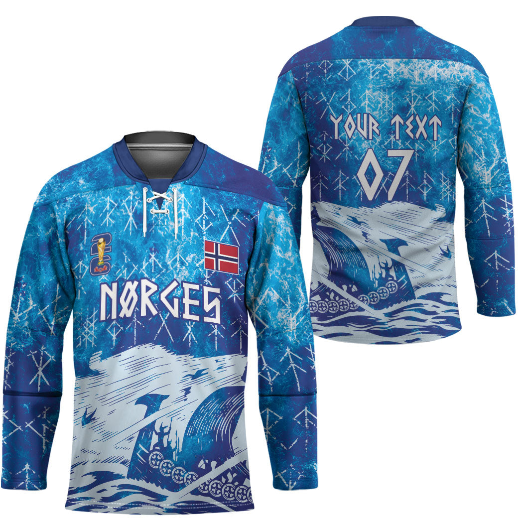 Norges Football WC2026 Custom Viking Rowing Hockey Jersey Raging Waves