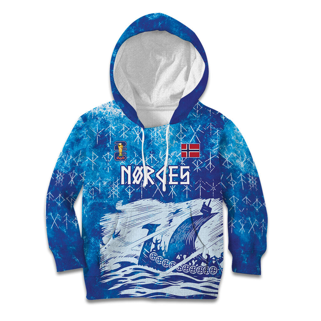Norges Football WC2026 Custom Viking Rowing Kid Hoodie Raging Waves