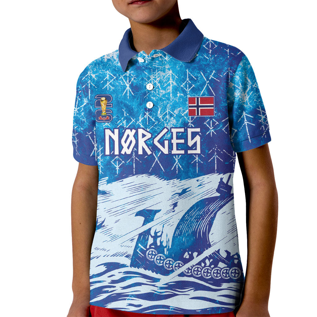 Norges Football WC2026 Custom Viking Rowing Kid Polo Shirt Raging Waves