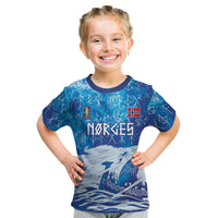 Norges Football WC2026 Custom Viking Rowing Kid T Shirt Raging Waves