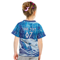 Norges Football WC2026 Custom Viking Rowing Kid T Shirt Raging Waves