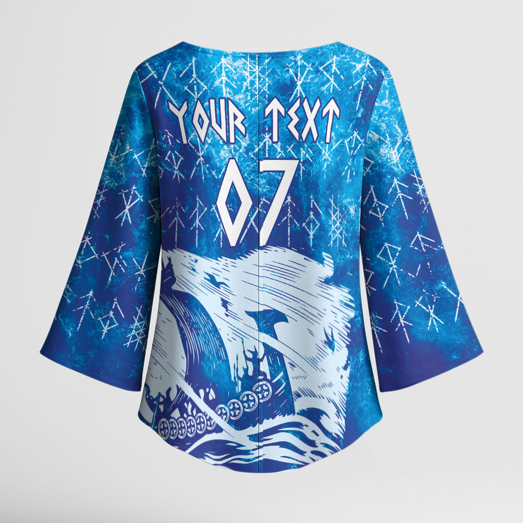 Norges Football WC2026 Custom Viking Rowing Kimono Sleeve Blouse Raging Waves