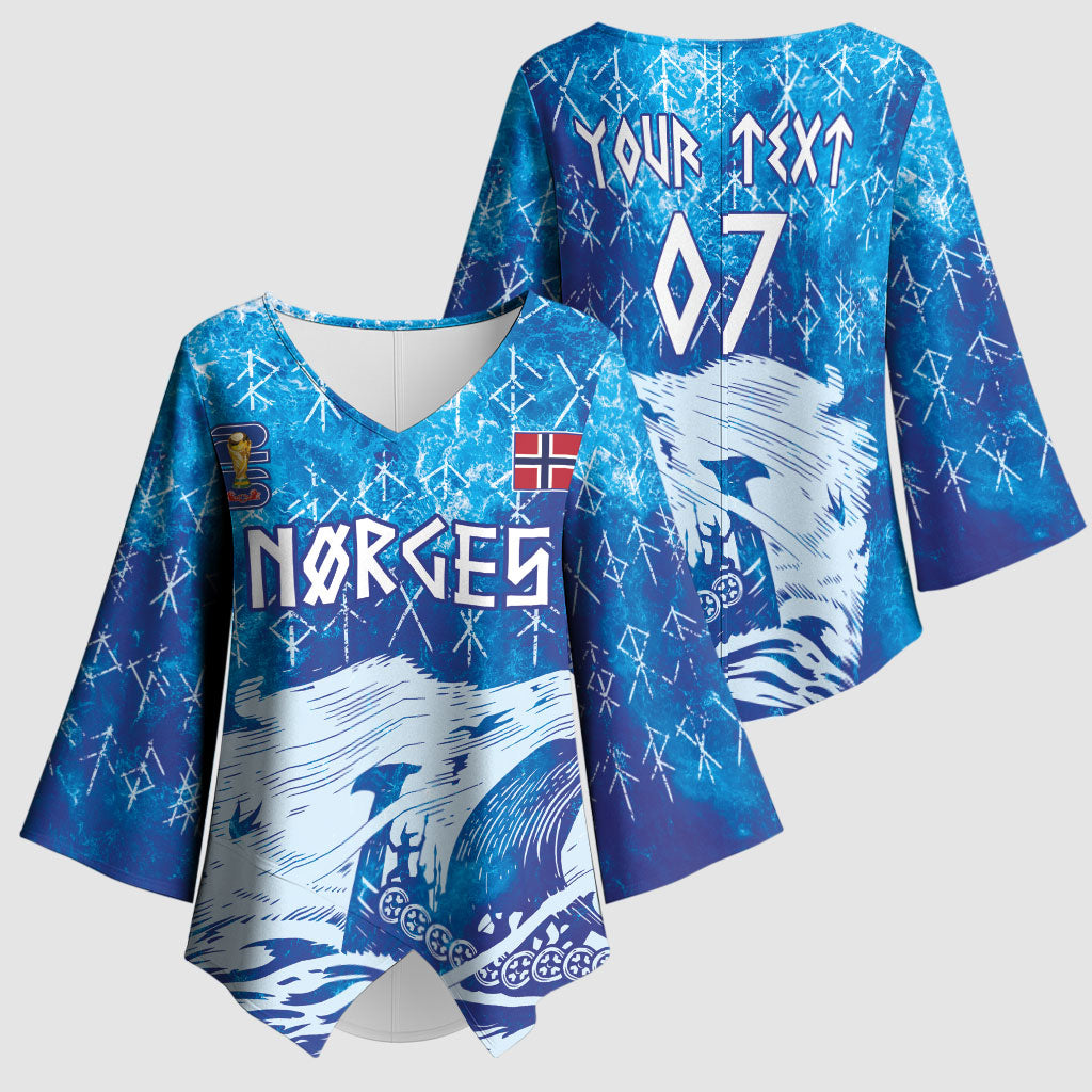 Norges Football WC2026 Custom Viking Rowing Kimono Sleeve Blouse Raging Waves