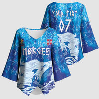 Norges Football WC2026 Custom Viking Rowing Kimono Sleeve Blouse Raging Waves