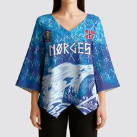 Norges Football WC2026 Custom Viking Rowing Kimono Sleeve Blouse Raging Waves