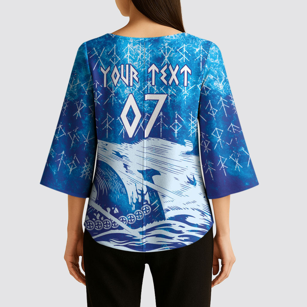 Norges Football WC2026 Custom Viking Rowing Kimono Sleeve Blouse Raging Waves