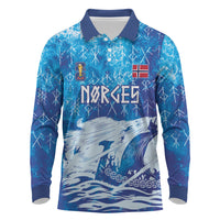 Norges Football WC2026 Custom Viking Rowing Long Sleeve Polo Shirt Raging Waves