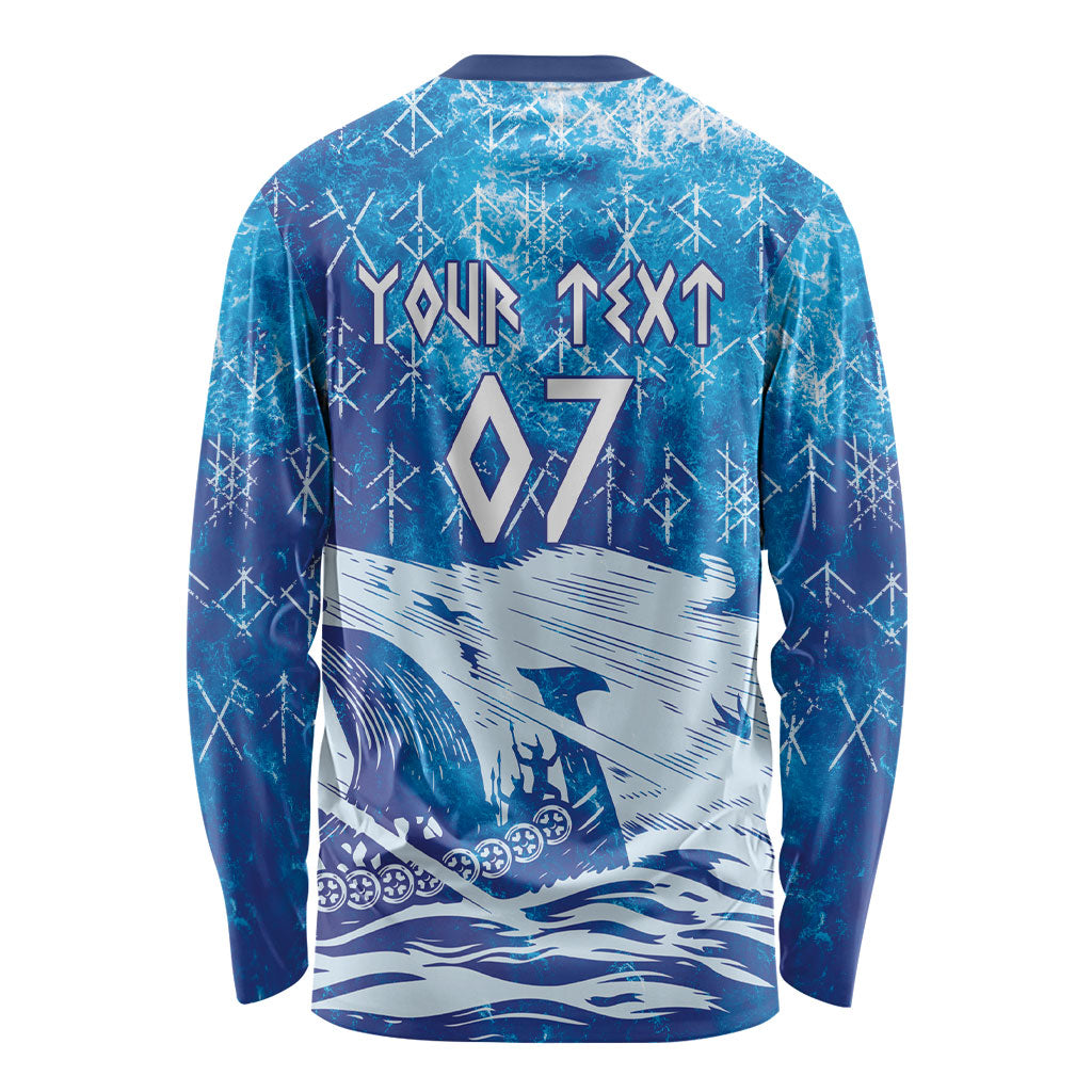 Norges Football WC2026 Custom Viking Rowing Long Sleeve Shirt Raging Waves