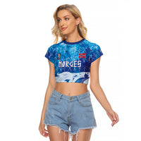 Norges Football WC2026 Custom Viking Rowing Raglan Cropped T Shirt Raging Waves