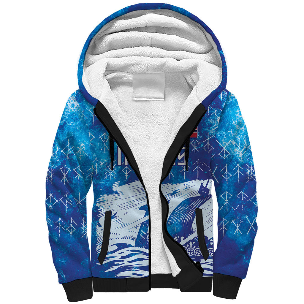 Norges Football WC2026 Custom Viking Rowing Sherpa Hoodie Raging Waves