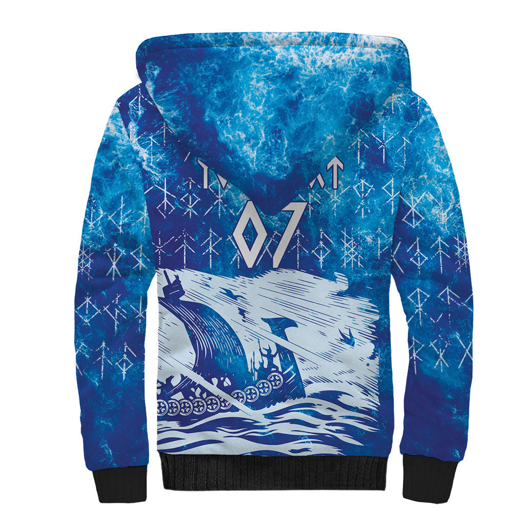 Norges Football WC2026 Custom Viking Rowing Sherpa Hoodie Raging Waves