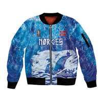 Norges Football WC2026 Custom Viking Rowing Sleeve Zip Bomber Jacket Raging Waves