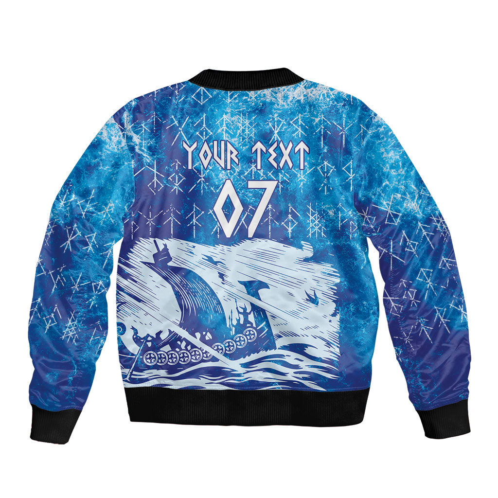 Norges Football WC2026 Custom Viking Rowing Sleeve Zip Bomber Jacket Raging Waves