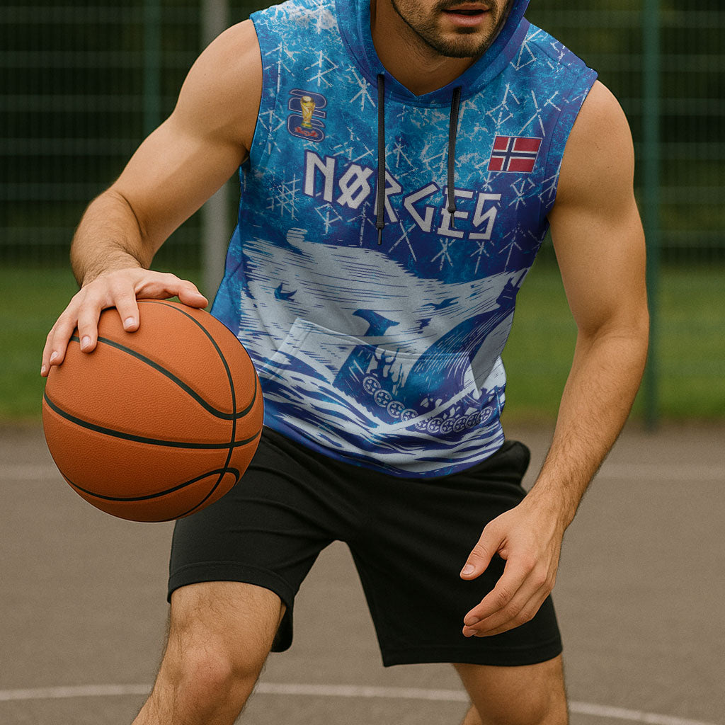 Norges Football WC2026 Custom Viking Rowing Sleeveless Hoodie Raging Waves
