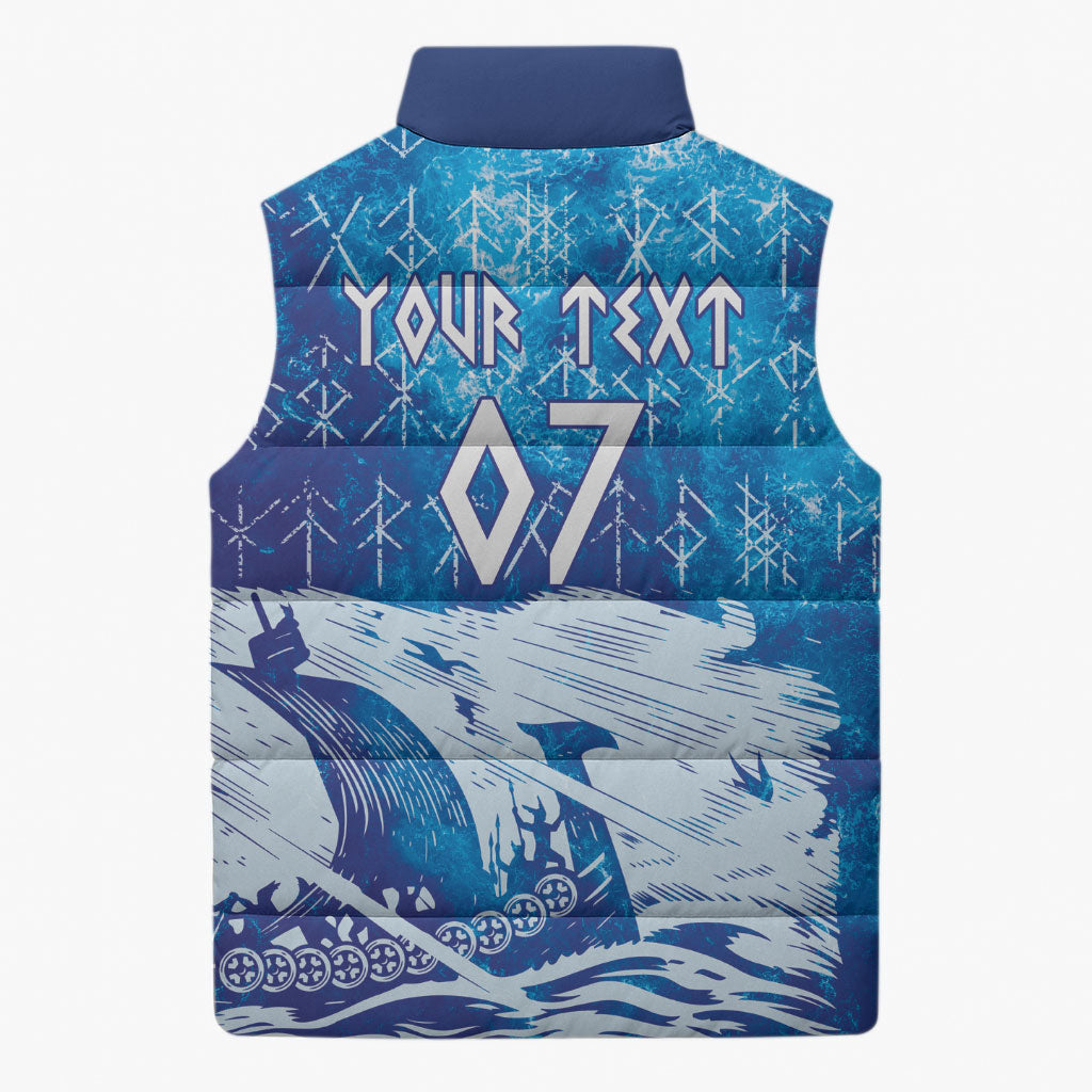 Norges Football WC2026 Custom Viking Rowing Sleeveless Puffer Jacket Raging Waves