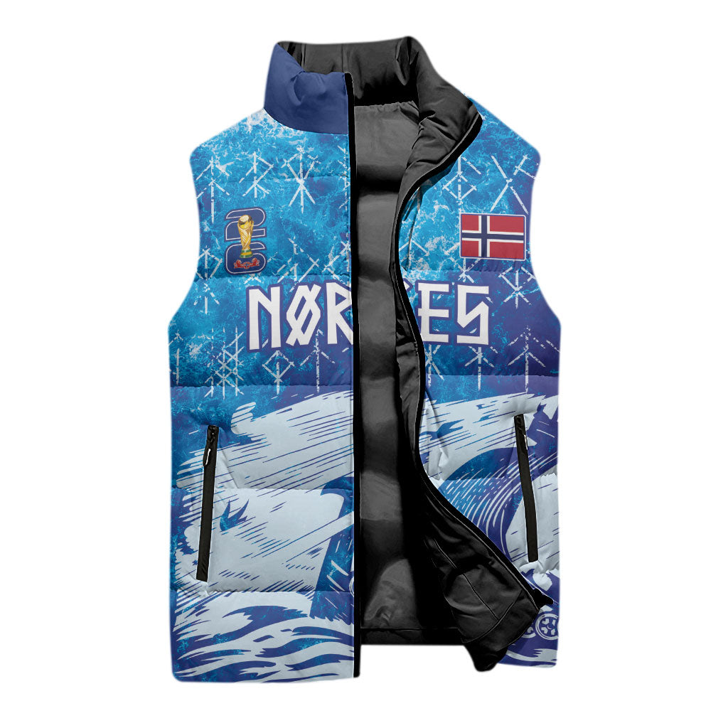 Norges Football WC2026 Custom Viking Rowing Sleeveless Puffer Jacket Raging Waves