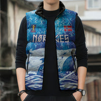 Norges Football WC2026 Custom Viking Rowing Sleeveless Puffer Jacket Raging Waves