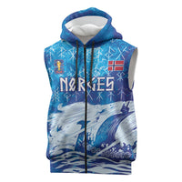 Norges Football WC2026 Custom Viking Rowing Sleeveless Zip Hoodie Raging Waves