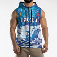 Norges Football WC2026 Custom Viking Rowing Sleeveless Zip Hoodie Raging Waves