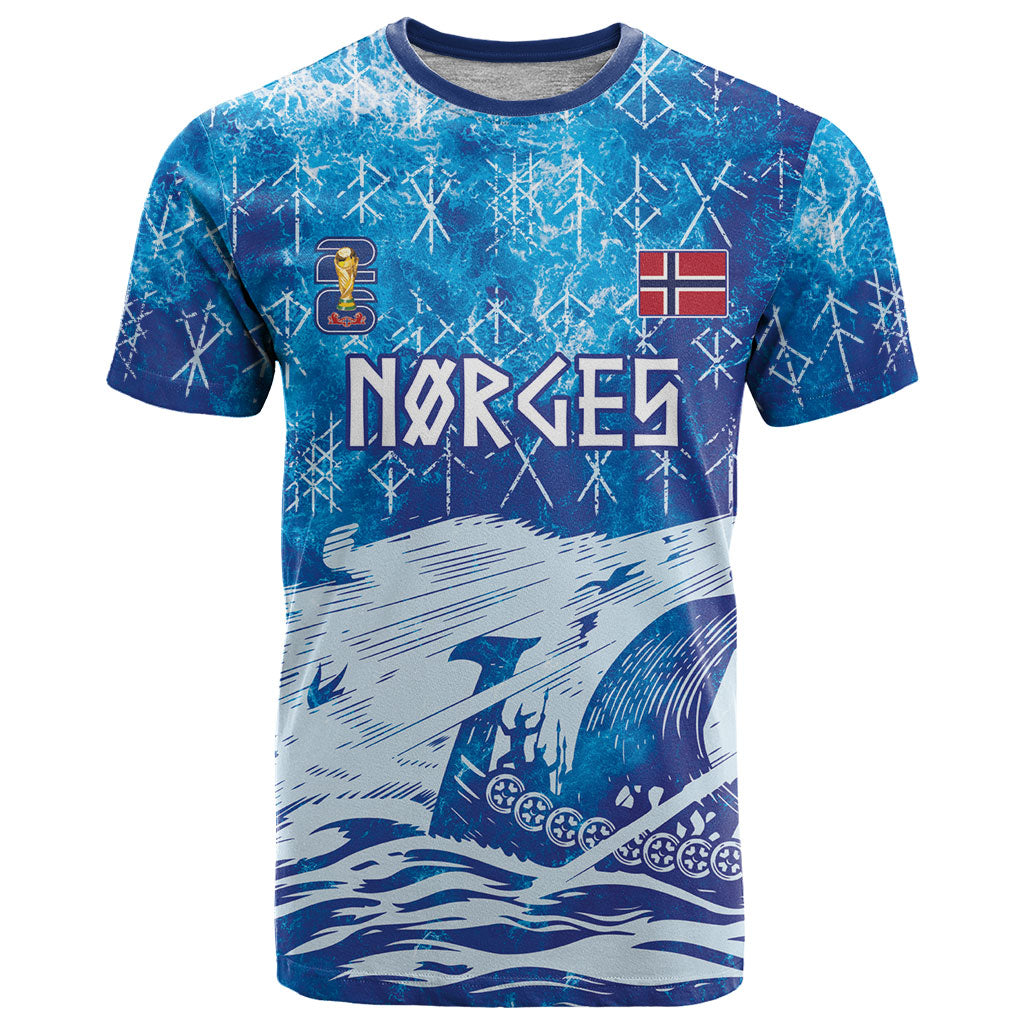 Norges Football WC2026 Custom Viking Rowing T Shirt Raging Waves