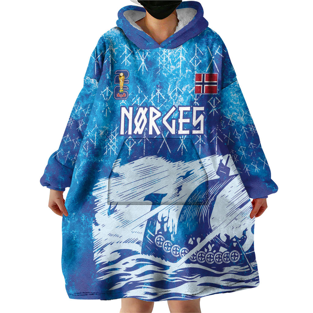 Norges Football WC2026 Custom Viking Rowing Wearable Blanket Hoodie Raging Waves