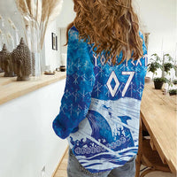 Norges Football WC2026 Custom Viking Rowing Women Casual Shirt Raging Waves