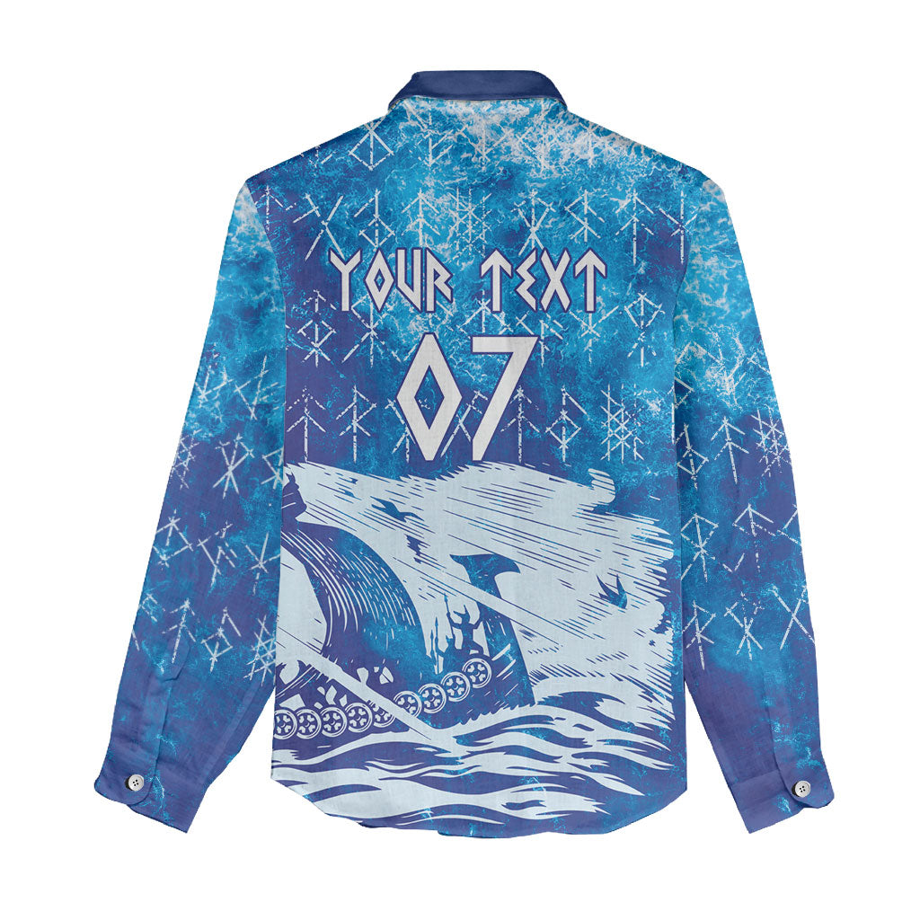 Norges Football WC2026 Custom Viking Rowing Women Casual Shirt Raging Waves