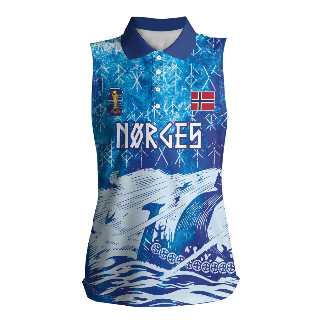Norges Football WC2026 Custom Viking Rowing Women Sleeveless Polo Shirt Raging Waves