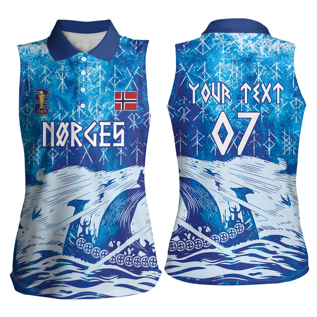 Norges Football WC2026 Custom Viking Rowing Women Sleeveless Polo Shirt Raging Waves