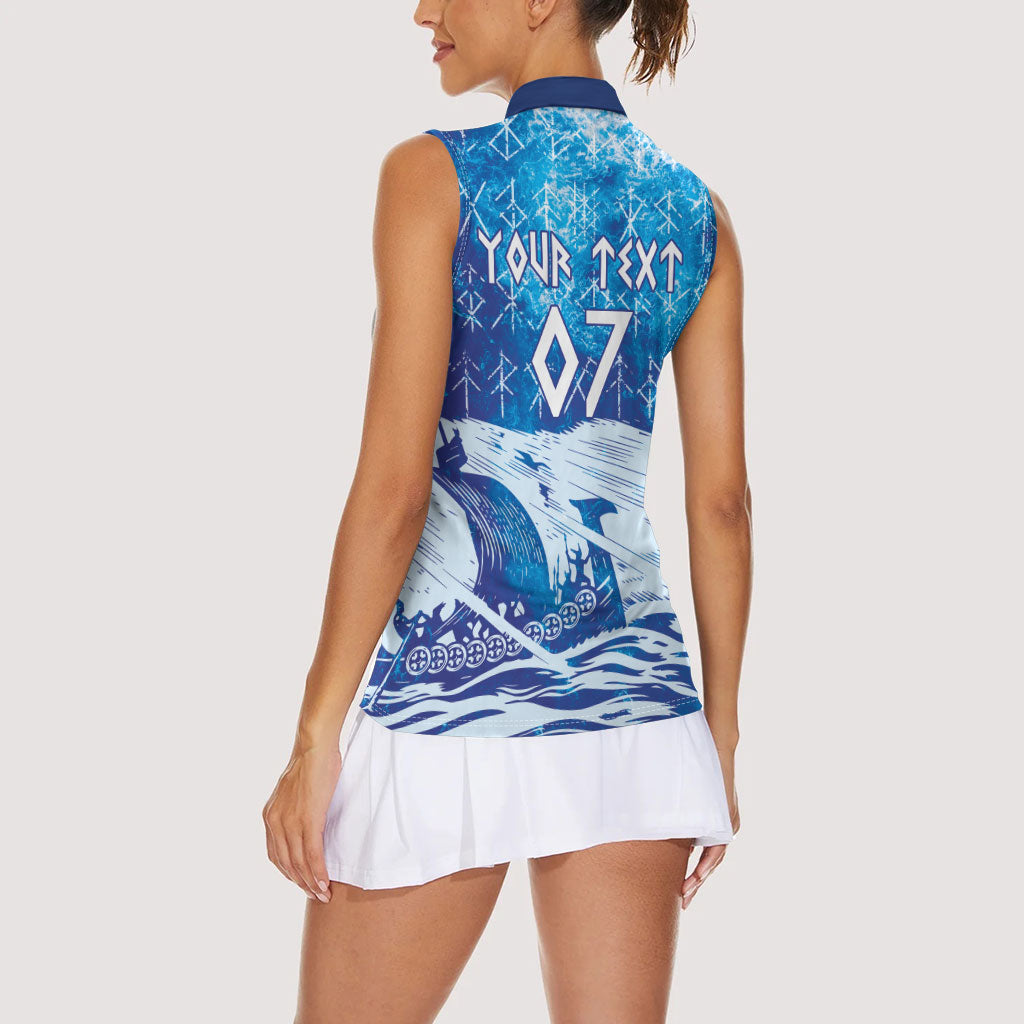 Norges Football WC2026 Custom Viking Rowing Women Sleeveless Polo Shirt Raging Waves