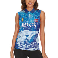 Norges Football WC2026 Custom Viking Rowing Women Sleeveless Polo Shirt Raging Waves
