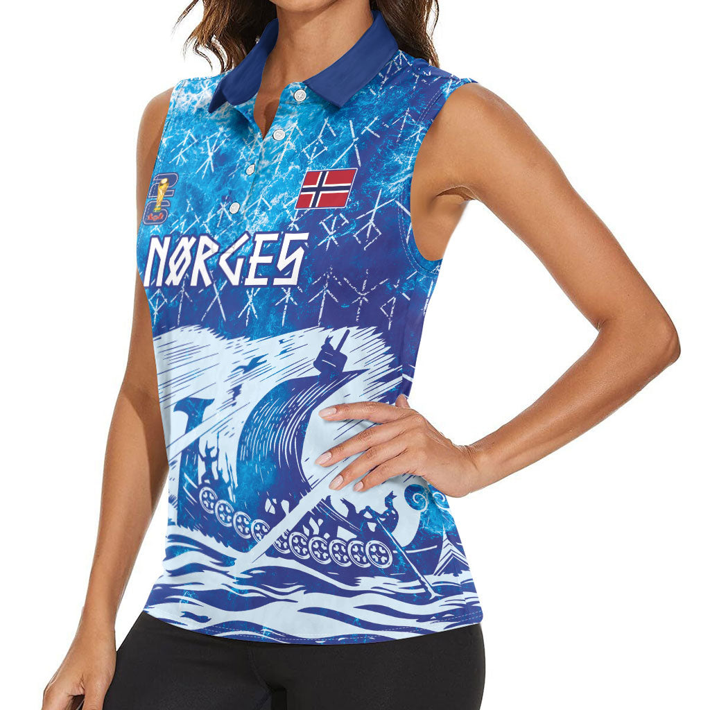 Norges Football WC2026 Custom Viking Rowing Women Sleeveless Polo Shirt Raging Waves