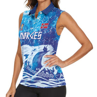 Norges Football WC2026 Custom Viking Rowing Women Sleeveless Polo Shirt Raging Waves
