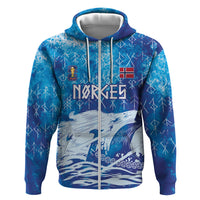 Norges Football WC2026 Custom Viking Rowing Zip Hoodie Raging Waves