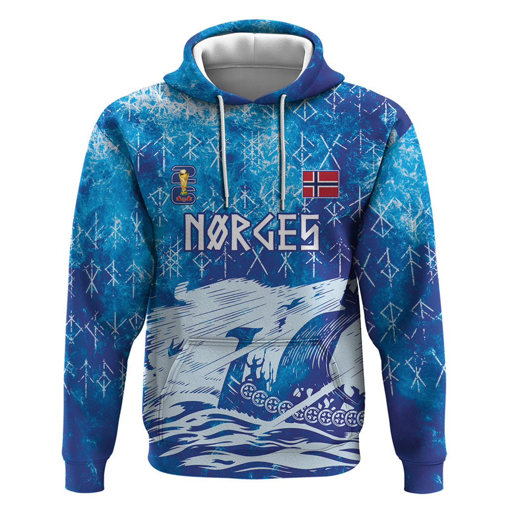 Norges Football WC2026 Custom Viking Rowing Zip Hoodie Raging Waves