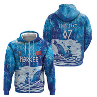 Norges Football WC2026 Custom Viking Rowing Zip Hoodie Raging Waves
