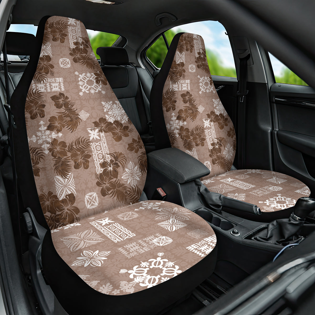 Vintage Hawaii Car Seat Cover Hibiscus Mix Hawaiian Quilt Patches - Brown LT7 - Wonder Print Shop