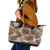 Vintage Hawaii Leather Tote Bag Hibiscus Mix Hawaiian Quilt Patches - Brown - Wonder Print Shop