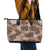 Vintage Hawaii Leather Tote Bag Hibiscus Mix Hawaiian Quilt Patches - Brown - Wonder Print Shop